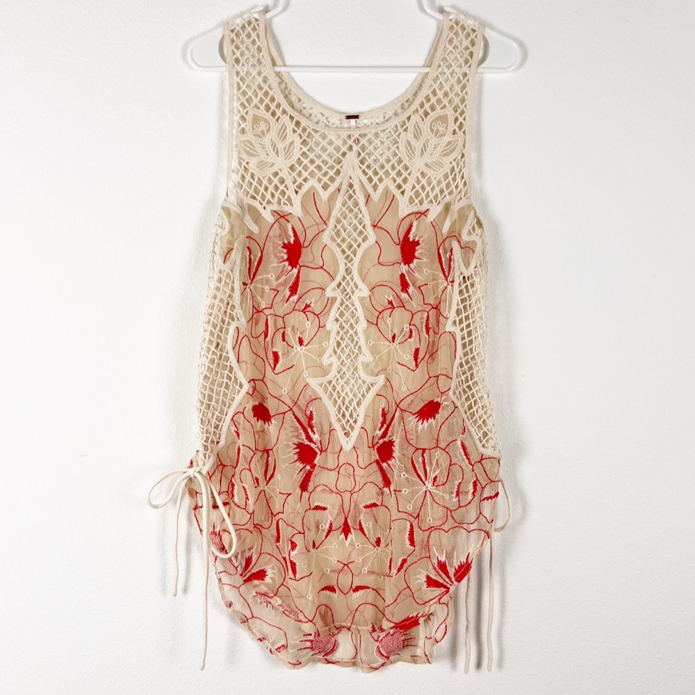 Free People Sheer Crochet Meadow Festival Top Size Medium - Picture 2 of 5